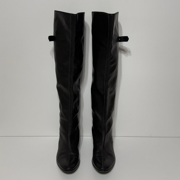 Sergio Rossi Knee High Tall Boots with Side Buckle Detail - Picture 4 of 17
